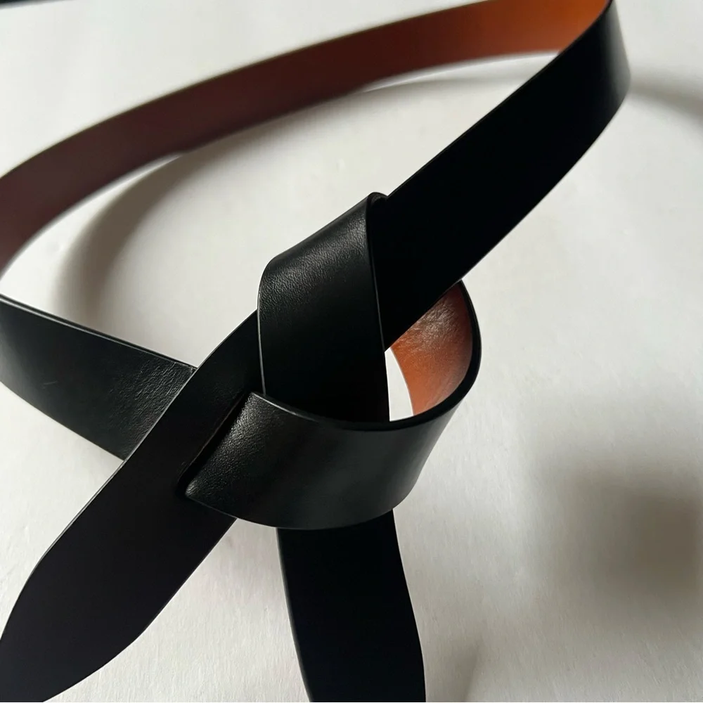 Isabel Marant Reversible Black and Brown Leather Knot Belt